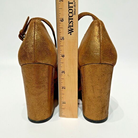 NWOB Coach Gold Metallic Leather Ankle Strap High Heel Pump Women’s Size 6B - Picture 5 of 15